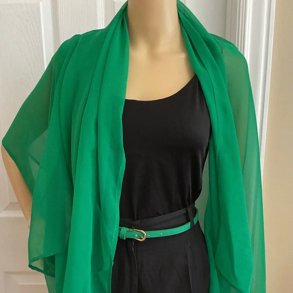 Pure Silk Wrap Scarf Green NWT